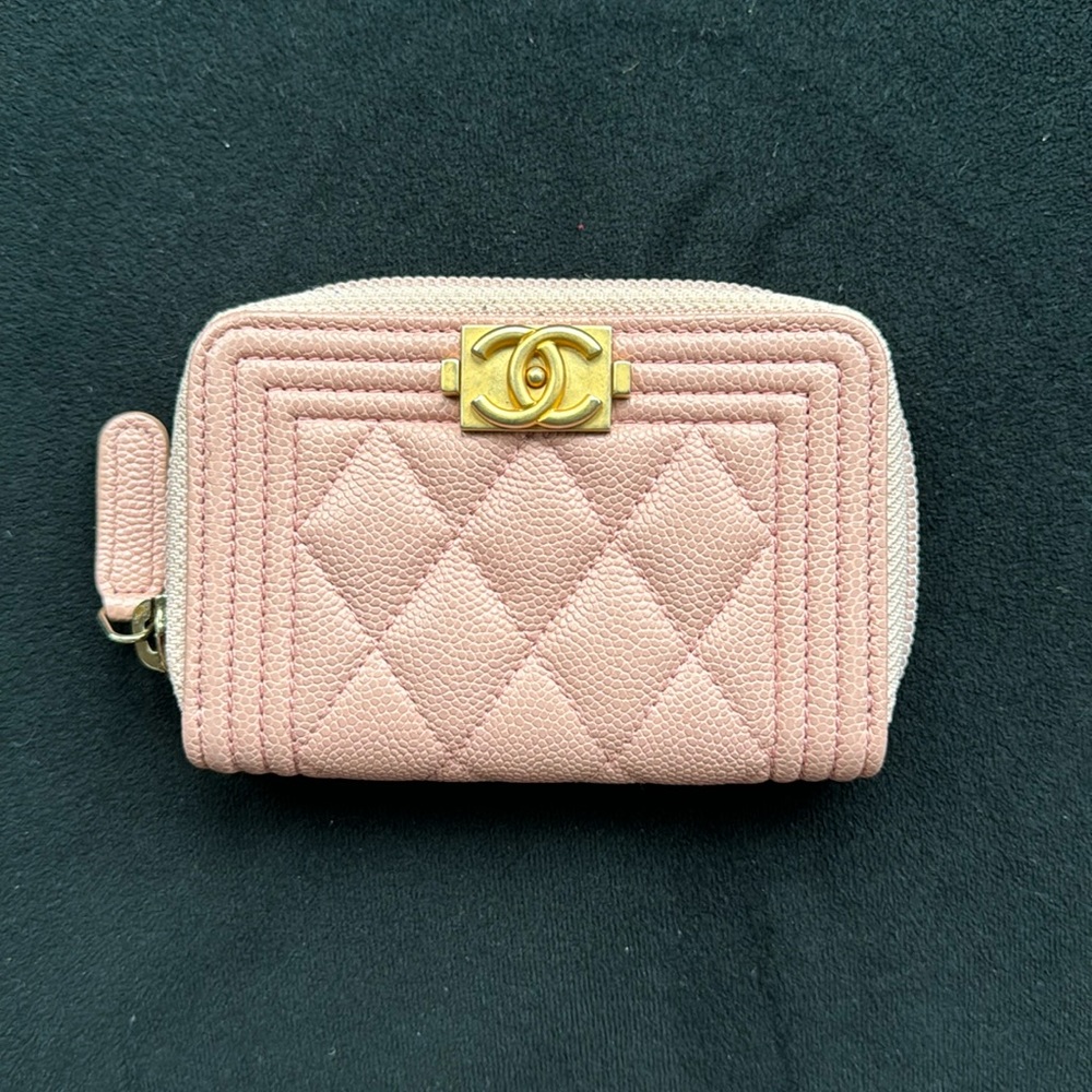 Authentic CHANEL Boy wallet in light Pink w/GHW